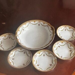 Vtg Albany by Noritake (Nippon) Round Serving Bowl with 5 Berry/Dessert …